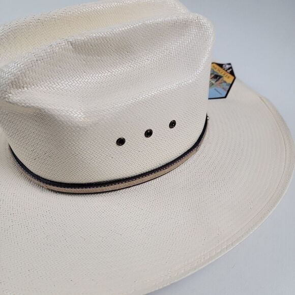 Stetson 10x Spartan Natural Straw Round Oval Western Cowboy Hat 7 1/4 NWD - Picture 6 of 16